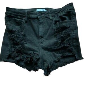 NEW - CELLO Jeans Women's Juniors High Rise Ripped Denim Shorts - large